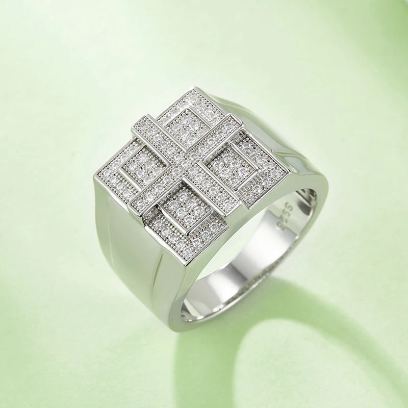Anillo de moissanita completo para hombre