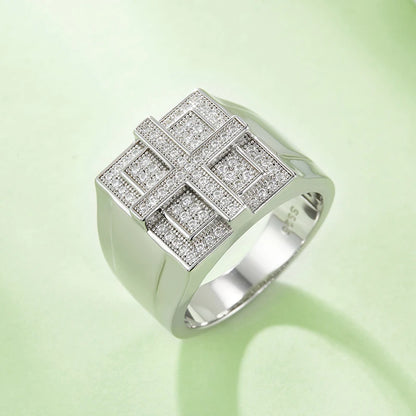 Anillo de moissanita completo para hombre
