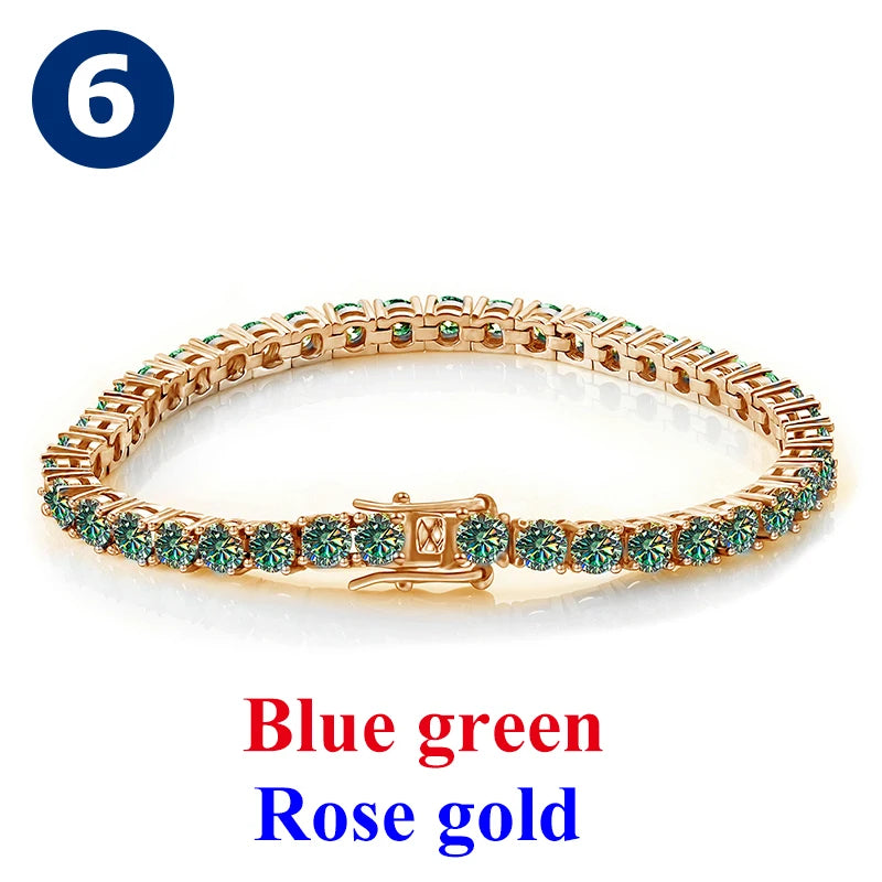 Cadena de tenis de moissanita Unisex Azul