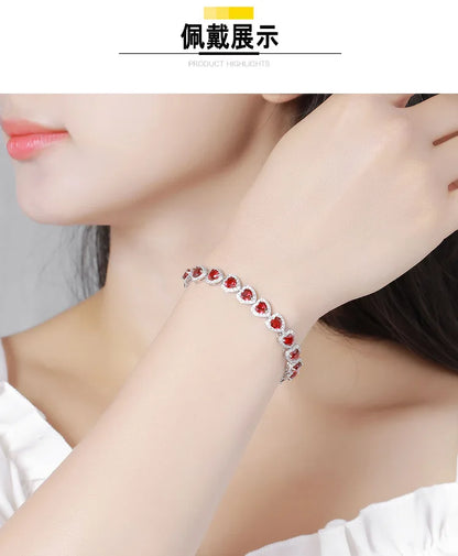 Pulsera de corindón rojo y platino PT950