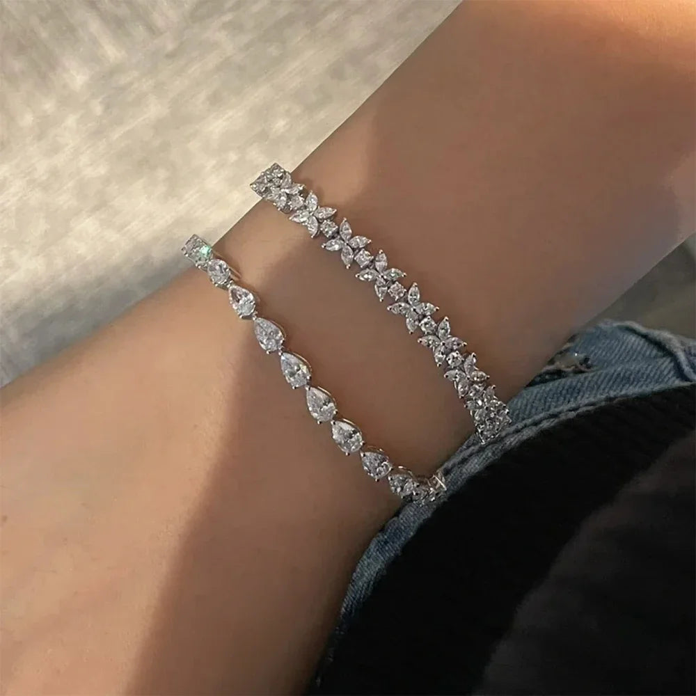 Pulsera de tenis de diamantes de moissanita con corte de pera de 3*5 mm