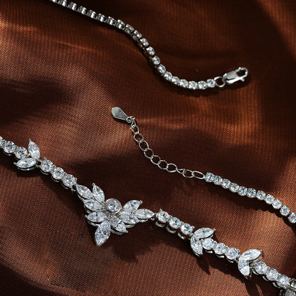 Collar de lujo con diamantes talla marquesa de 0,5 quilates para mujer