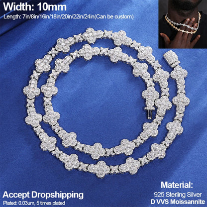 Cadena de tenis de moissanita redonda negra de 6,0mm