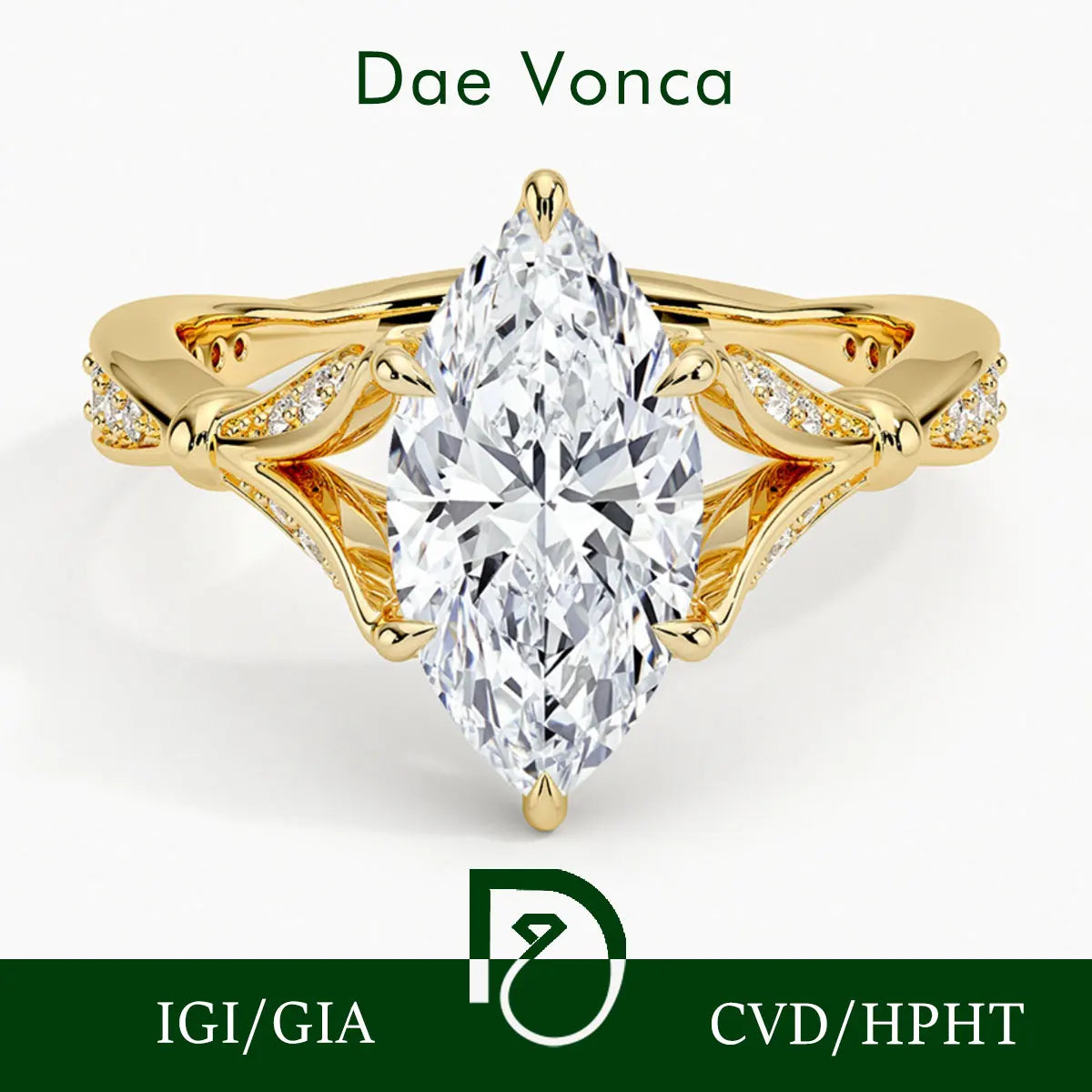 Anillo de compromiso IGI de diamante de corte marquesa de 1,0-3,0 quilates, oro amarillo de 18 quilates, anillo de diamante genuino cultivado en laboratorio, joyería de buenos de lujo