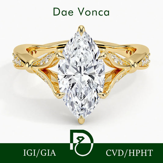 Anillo de compromiso IGI de diamante de corte marquesa de 1,0-3,0 quilates, oro amarillo de 18 quilates, anillo de diamante genuino cultivado en laboratorio, joyería de buenos de lujo