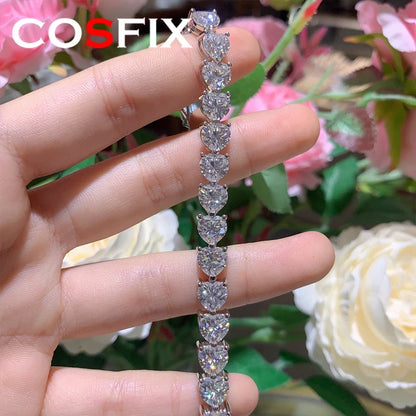 Pulsera de moissanita corte Princess 17cm