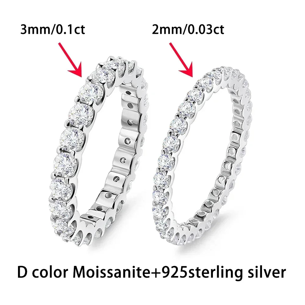 2/3mm anillos de moissanita, Unisex, plata 925, chapado el oro 18k
