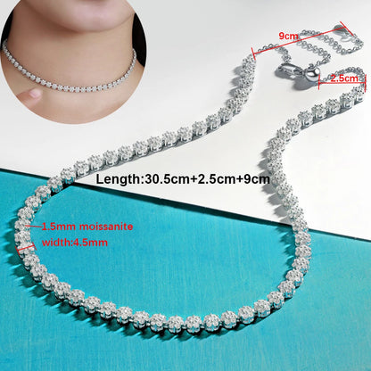 Pulseras de tenis con flor de moissanita completa