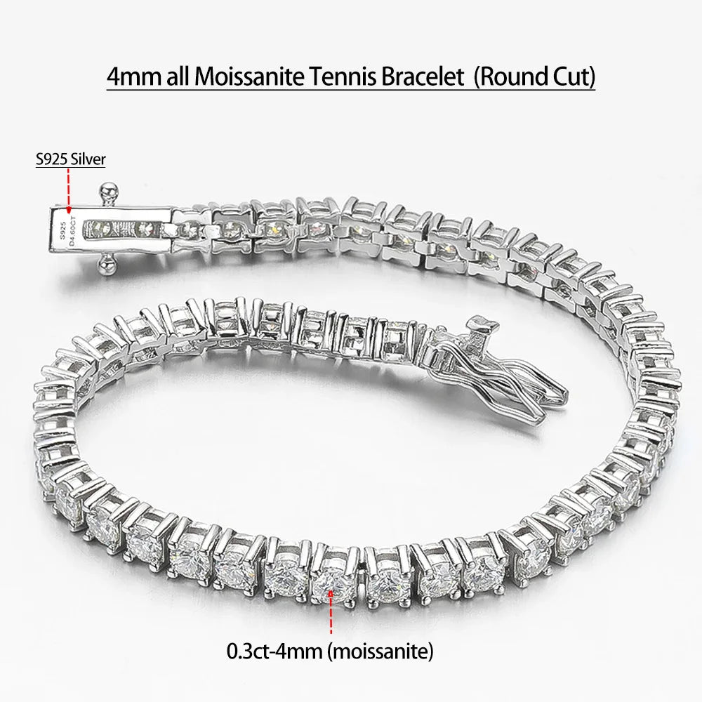 Pulsera tenis de moissanita corte ovalado
