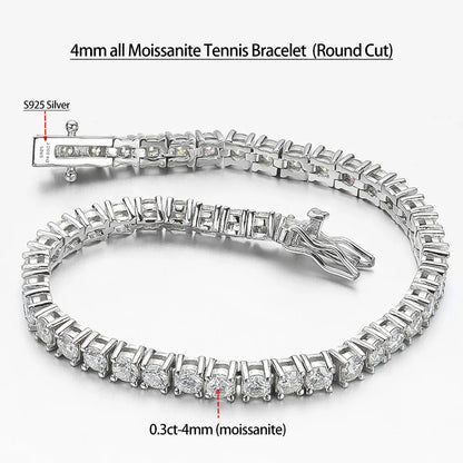 Pulsera tenis de moissanita corte ovalado