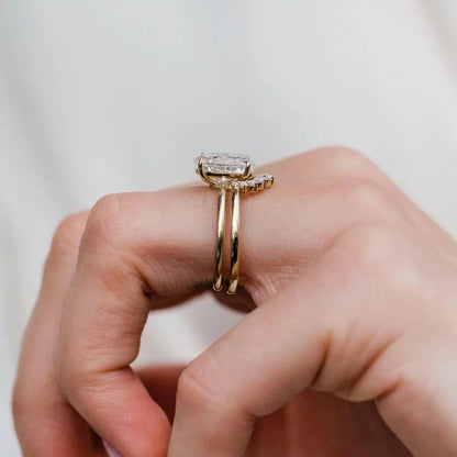 JOVOVASMILE-Juego de anillos de moissanita para mujer, sortija de oro de 14 quilates con corte ovalado de hielo picado, joyería con GRA, 2,5 quilates, 10x6,5mm