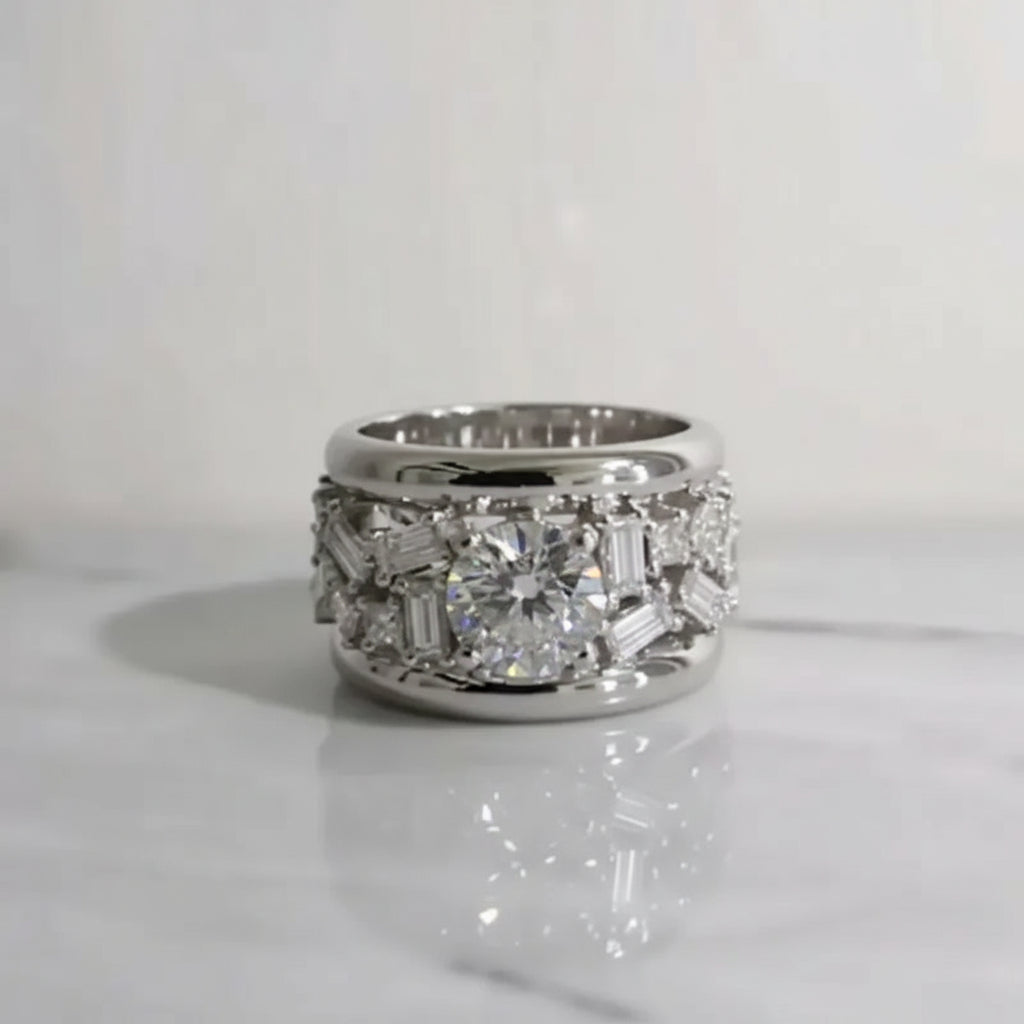 Anillo de plata de ley con moissanita blanca D VVS