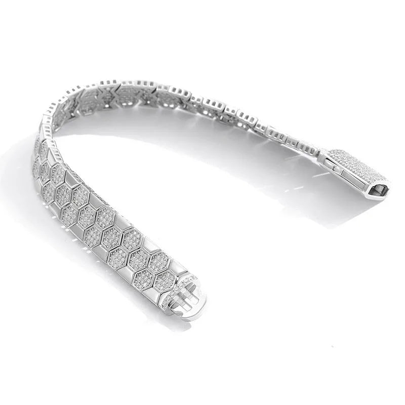 Pulsera de moissanita diseño de panal