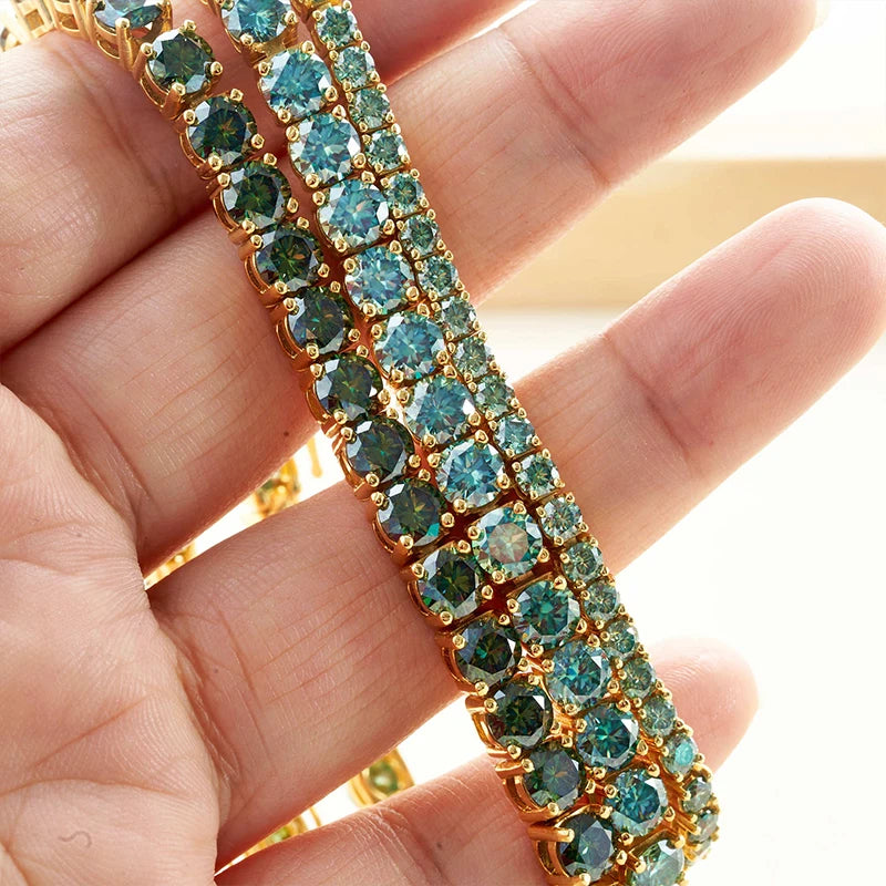 Cadena de tenis de moissanita Unisex Azul