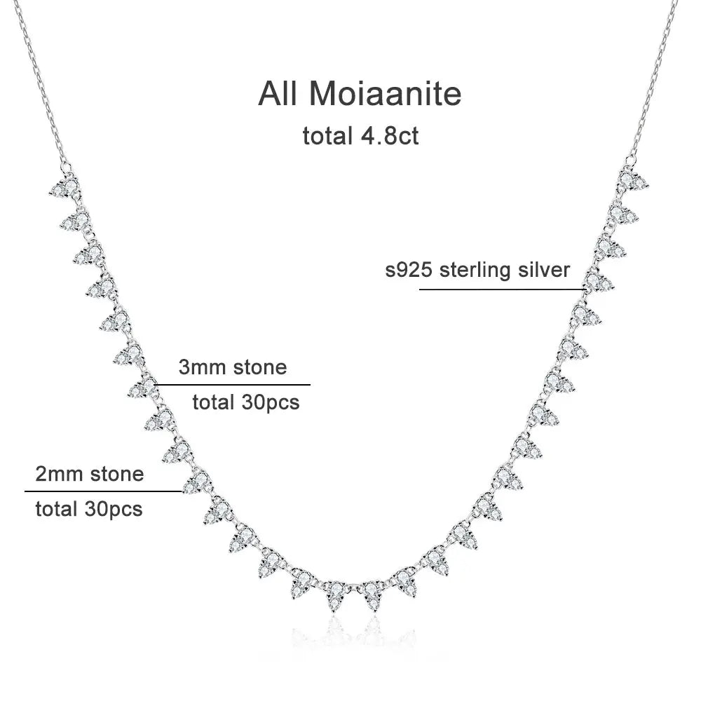 Collar de tenis de moissanita de color D de 2 mm/3 mm, cadena de 45 cm