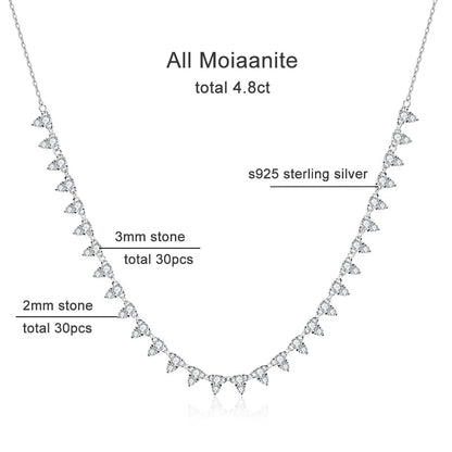 Collar de tenis de moissanita de color D de 2 mm/3 mm, cadena de 45 cm