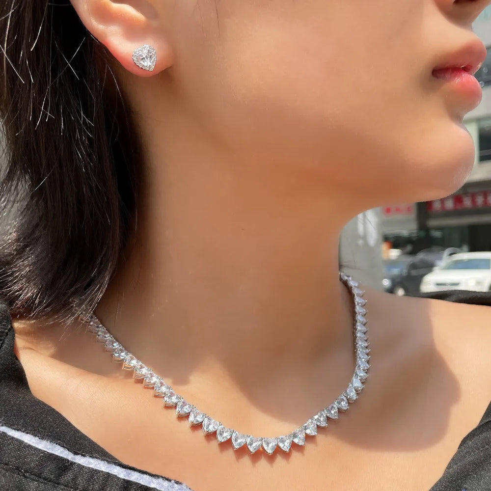 Cadena tennis de moissanita corte de corazón