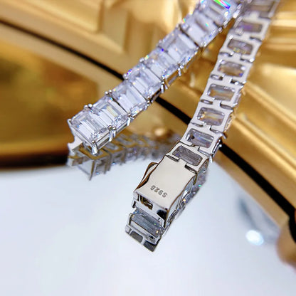 Pulsera de moissanita corte Princess 17cm