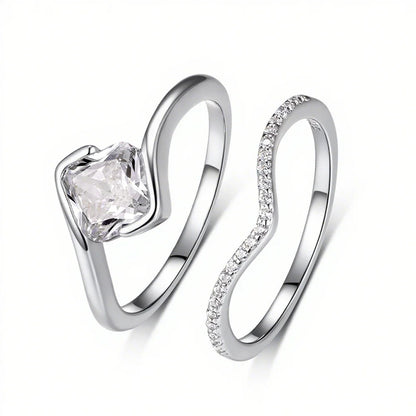 Conjunto de anillos de compromiso, moissanita con corte Asscher de 6x6mm