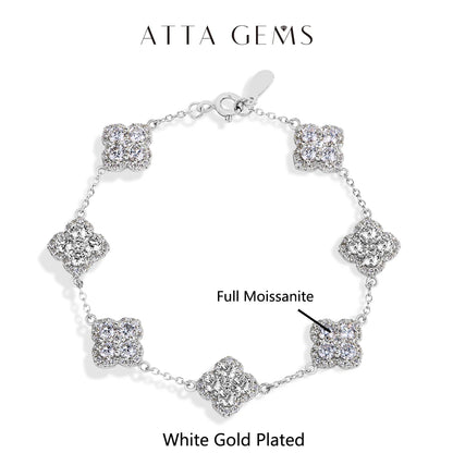 Pulsera de moissanita diseño de trébol