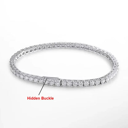 Pulsera tenis de moissanita 3/4mm, broche personalizable