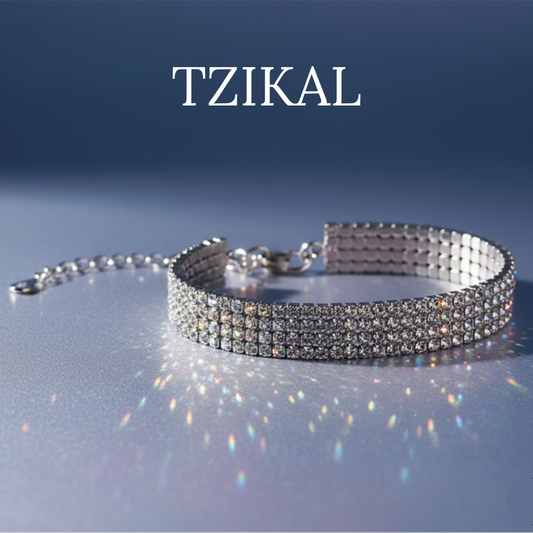 Brazalete de plata con moissanita de 4 filas