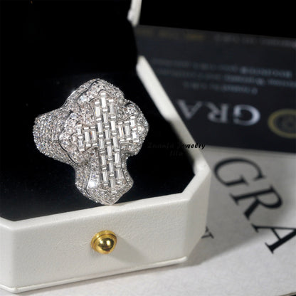Anillo cruz de moissanita
