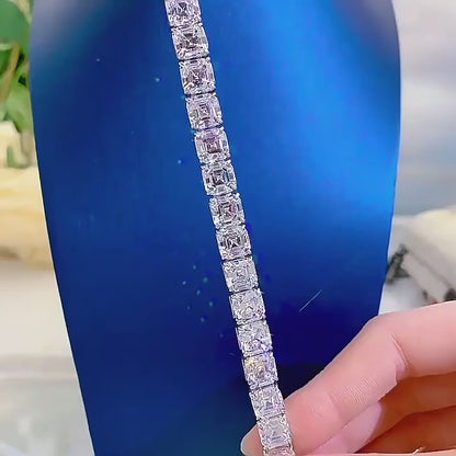 Pulsera de moissanita de corte Asscher