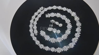 Collar tenis de lujo con girasol de moissanita de color de 35-39 quilates