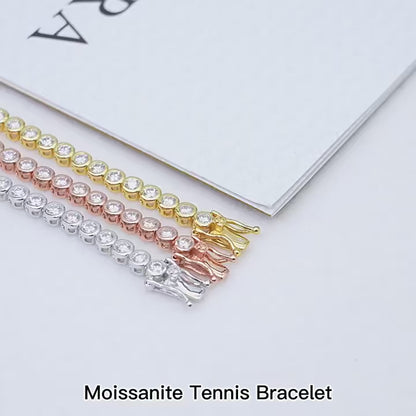 Cadena tenis burbuja de moissanita 0.1ct de 3mm