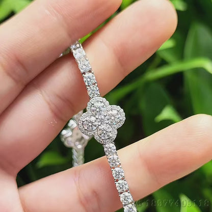 Pulsera de tenis de trébol de cuatro hojas de 12 mm y 3 mm