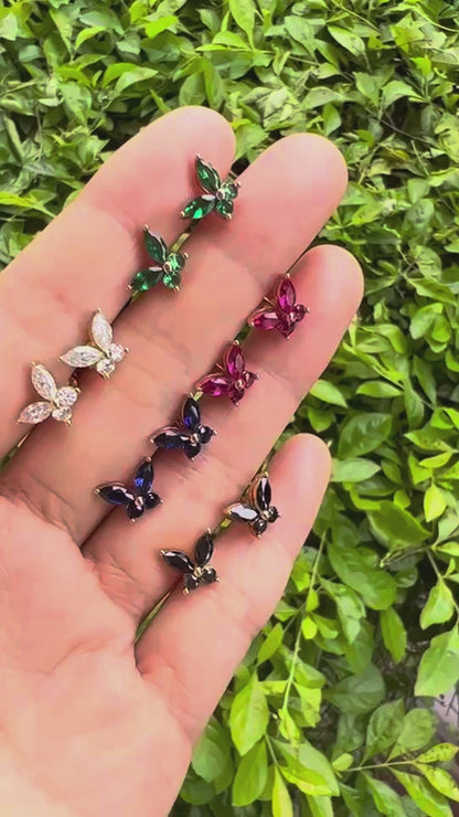 Juego de aretes mariposa de moissanita