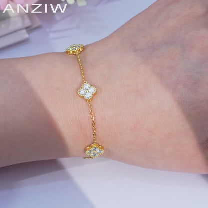 Pulsera de moissanita trébol de 3mm