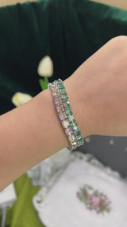 Pulsera tenis de moissanita corte esmeralda de 5.5mm