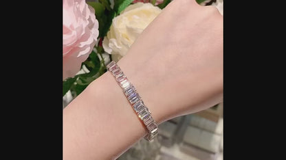 Pulsera de moissanita corte Princesa 17cm