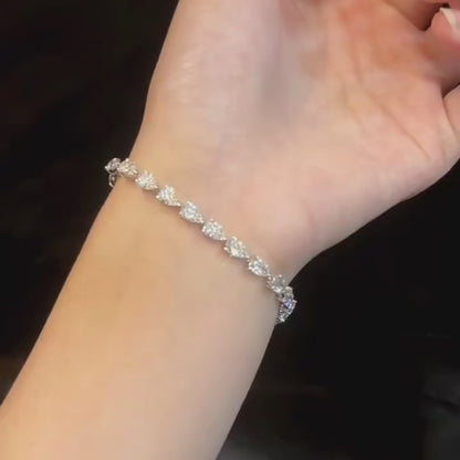 Pulsera de tenis de diamantes de moissanita con corte de perla de 3*5 mm