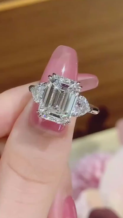 Anillo de Compromiso, Esmeralda con laterales 4ct