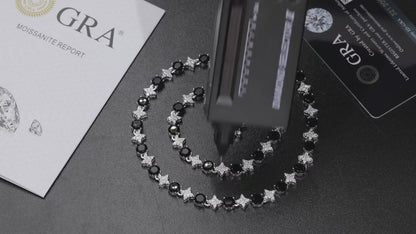 Cadena de tenis de moissanita redonda negra de 6,0mm