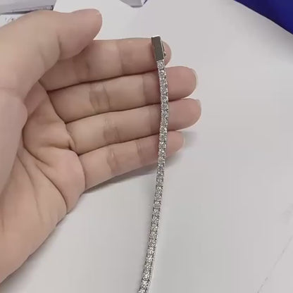 Pulsera tennis de moissanita 3/4mm, broche personalizable