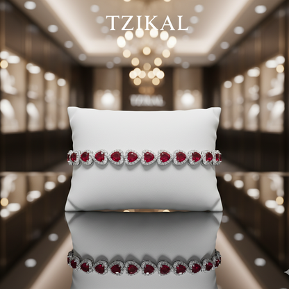 Pulsera de corindón rojo y platino PT950